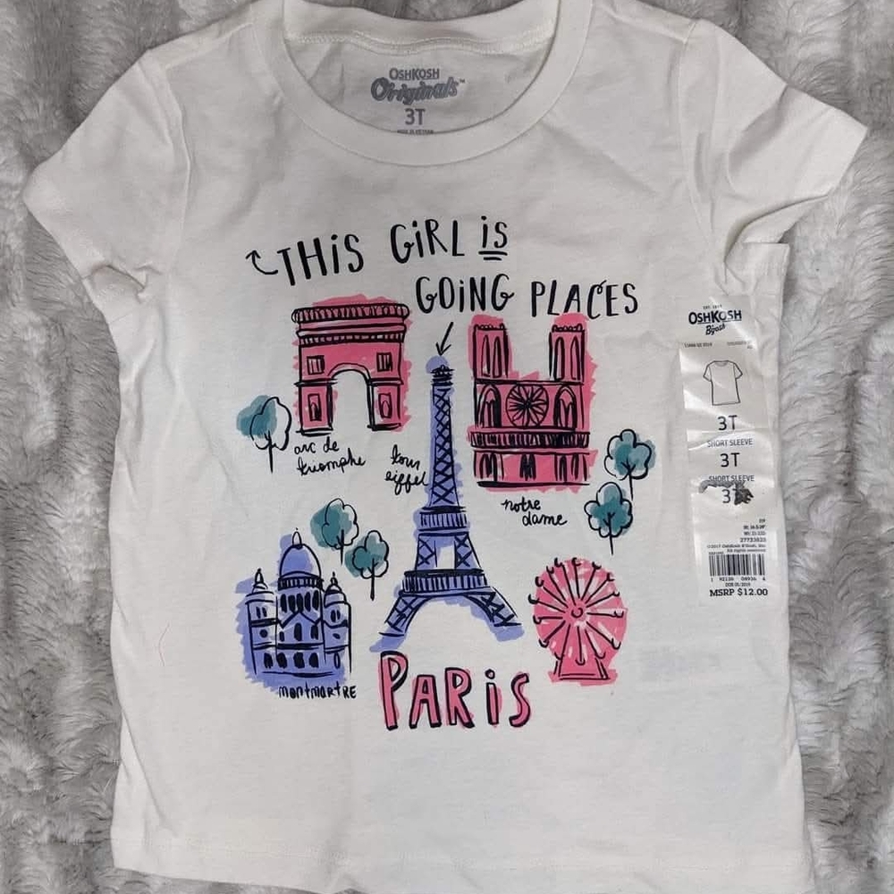OshKosh B'gosh White Tee with Paris Graphic